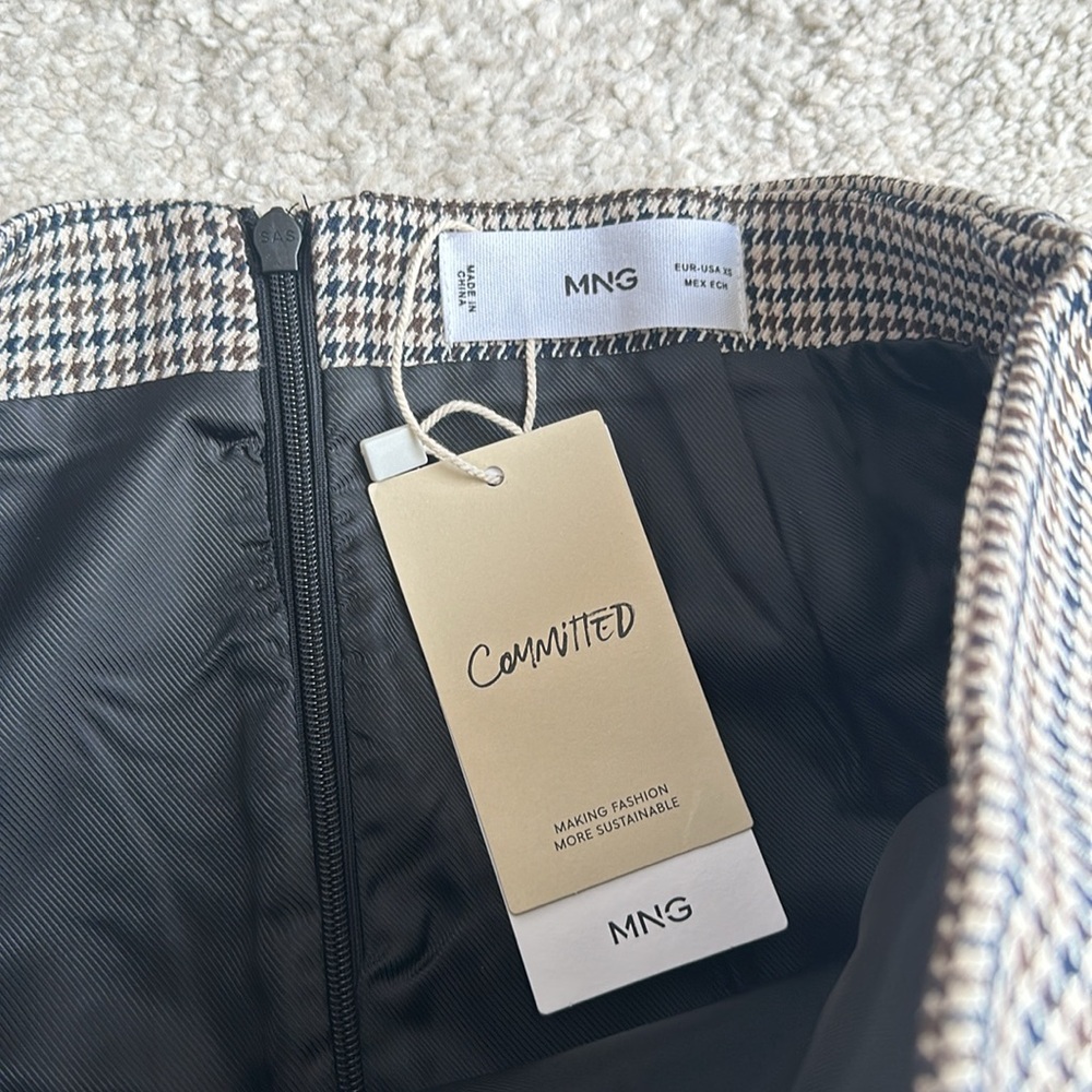 NWT Mango Houndstooth Miniskirt - Brown - Picture 5 of 5